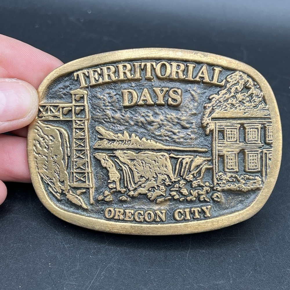 1977 Viking Territorial Days Oregon City Solid Brass Belt Buckle ~ Serial #247